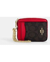 COACH - Zip Card Case In Signature Canvas - Lyst
