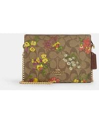 COACH - Slim Crossbody In Signature Canvas With Floral Print - Lyst