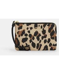 COACH - Corner Zip Wristlet With Leopard Print - Lyst
