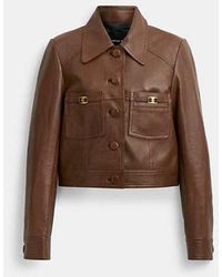 COACH - Shrunken Leather Jacket - Lyst