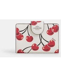 COACH - Medium Corner Zip Wallet With Cherry Print - Lyst