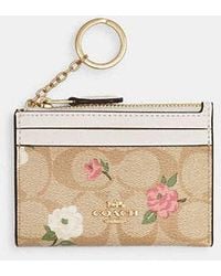 COACH - Mini Skinny Id Case In Signature Canvas With Floral Print - Lyst