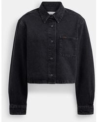 COACH - Cropped Denim Button Down - Lyst