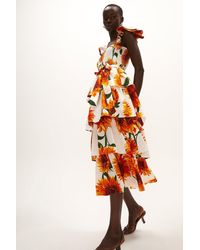 avienna print tiered dress