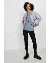 Coast Diamond Quilted Coat With Fur Trim - Metallic