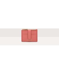 Coccinelle - Grained Leather Card Holder Metallic Soft - Lyst