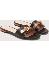 Coccinelle - Smooth Leather Low-Heeled Sandals Magalù Bicolor - Lyst