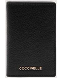 Coccinelle - Grained Leather Card Holder Metallic Small - Lyst
