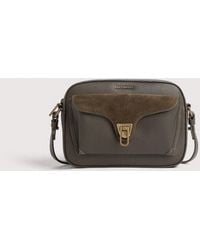 Coccinelle - Grained Leather, Suede And Waxed Fabric Crossbody Bag Beat Small - Lyst