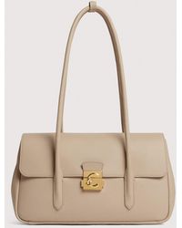 Coccinelle - Grained Leather Shoulder Bag C-Me Lock Large - Lyst