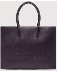Coccinelle - Henkeltasche Aus Genarbtem Leder Myrtha Maxi Logo Medium - Lyst