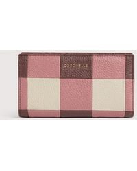 Coccinelle - Grained Leather Wallet With Patchwork Vichy Detailing Metallic Large - Lyst