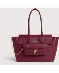 Coccinelle - Grained Leather Tote Bag Double Beat Medium - Lyst