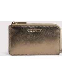 Coccinelle - Grained Leather Card Holder Metallic - Lyst
