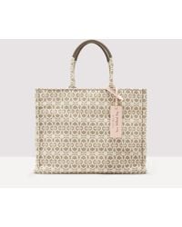 Coccinelle - Jacquard Fabric And Grained Leather Handbag Never Without Bag Monogram Medium - Lyst