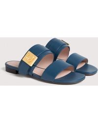 Coccinelle - Cowhide-Effect Smooth Leather Low-Heeled Sandals C-Me Lock - Lyst