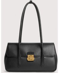 Coccinelle - Grained Leather Shoulder Bag C-Me Lock Large - Lyst