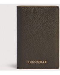 Coccinelle - Grained Leather Card Holder Metallic Small - Lyst