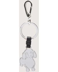 Coccinelle - Leather And Metal Key Ring Basic Metal Nickel - Lyst