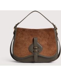 Coccinelle - Waxed Fabric, Grained Leather And Corduroy Fabric Handbag Mavery Medium - Lyst