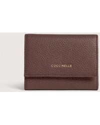 Coccinelle - Small Grained Leather Wallet Metallic Small - Lyst