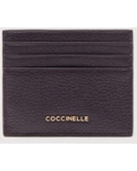 Coccinelle - Kartenetui Aus Genarbtem Leder Metallic Soft - Lyst