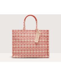 Coccinelle - Jacquard Fabric And Grained Leather Handbag Never Without Bag Monogram Medium - Lyst