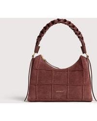 Coccinelle - Suede Shoulder Bag With Embroidered Check Pattern Boheme Small - Lyst