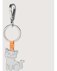 Coccinelle - Leather And Metal Key Ring Basic Metal Nickel - Lyst