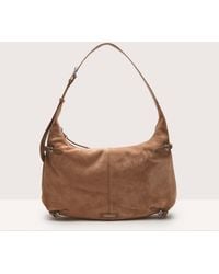 Coccinelle - Suede And Grained Leather Shoulder Bag Abigail Suede Bimaterial Large - Lyst