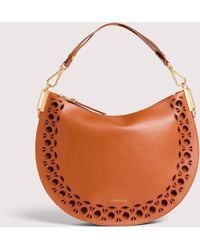 Coccinelle - Smooth Cowhide-Effect Leather Shoulder Bag With Broderie Anglaise Monogram Detailing Sunup Medium - Lyst