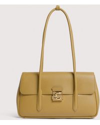 Coccinelle - Grained Leather Shoulder Bag C-Me Lock Large - Lyst