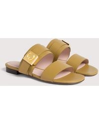Coccinelle - Cowhide-Effect Smooth Leather Low-Heeled Sandals C-Me Lock - Lyst