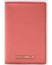 Coccinelle - Grained Leather Card Holder Metallic Small - Lyst