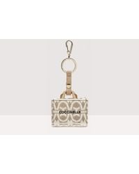 Coccinelle - Jacquard Monogram Fabric And Metal Key Ring Micro Never Without Bag Monogram - Lyst