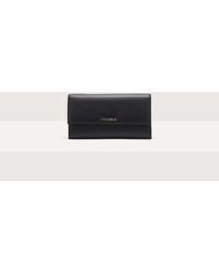 Coccinelle - Grained Leather Wallet With Little Strap Metallic Soft - Lyst