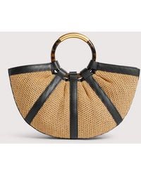 Coccinelle - Straw And Micro Grained Leather Handbag Shell Medium - Lyst