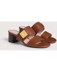 Coccinelle - Cowhide-Effect Smooth Leather Sandals C-Me Lock - Lyst