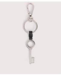 Coccinelle - Leather And Metal Key Ring Basic Metal Nickel - Lyst