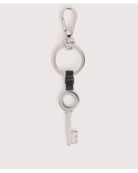 Coccinelle - Leather And Metal Key Ring Basic Metal Nickel - Lyst
