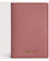 Coccinelle - Grained Leather Card Holder Metallic Small - Lyst