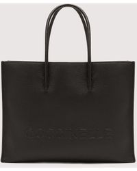 Coccinelle - Henkeltasche Aus Genarbtem Leder Myrtha Maxi Logo Medium - Lyst
