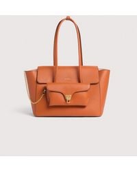 Coccinelle - Grained Leather Tote Bag Double Beat Large - Lyst