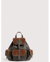 Coccinelle - Waxed Fabric, Grained Leather And Corduroy Fabric Backpack Mavery Pocket Medium - Lyst