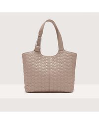Coccinelle - Smooth Quilted Leather Tote Bag Brume Matelassè Large - Lyst