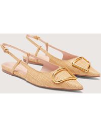 Coccinelle - Straw-Effect Fabric And Smooth Leather Slingback Ballet Flats Himma Straw - Lyst