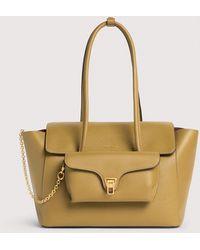 Coccinelle - Grained Leather Tote Bag Double Beat Large - Lyst