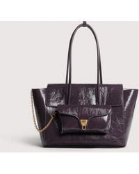 Coccinelle - Smooth Leather Tote Bag With Glossy Wrinkle Effect Double Beat Shiny Wrinkled Medium - Lyst