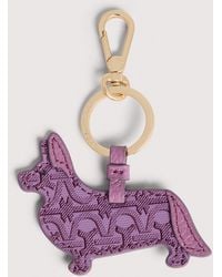 Coccinelle - Monogram Coated Canvas And Grained Leather Key Ring Pet Capsule - Lyst