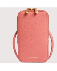 Coccinelle - Grained Leather Phone Holder Flor Mini - Lyst